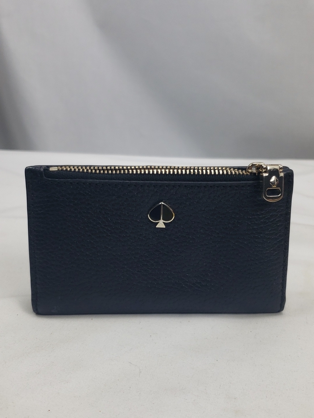 Kate Spade Black Pebbled Leather Zip Card Case Small Wallet